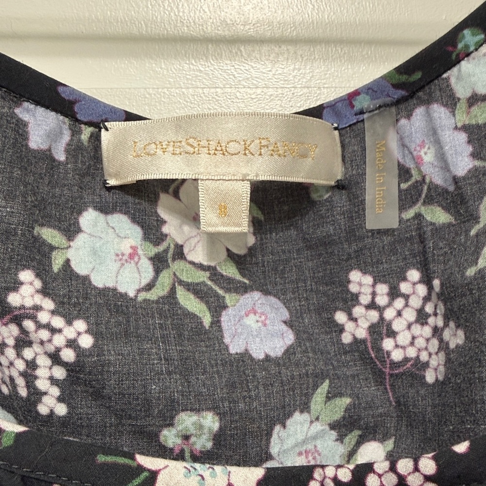 LoveShackFancy Lais Mixed Floral Puff Sleeve Midi Dress - W 8 - Picture 4 of 10